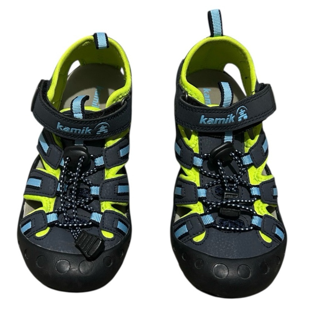 Kamik Kids' Neon Yellow and Navy Sandals